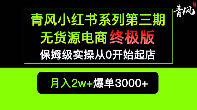 小红书无货源电商爆单终极版【视频教程 实战手册】保姆级实操从0起店爆单-亦可网创