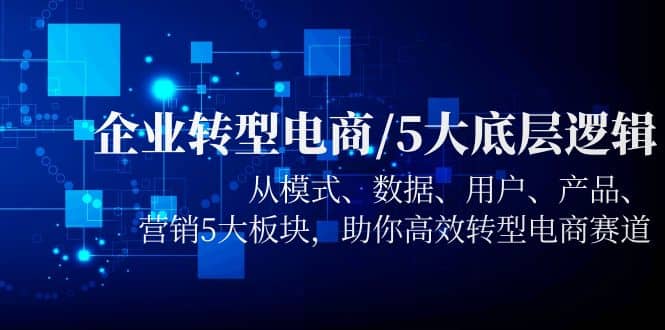 企业转型电商/5大底层逻辑，从模式 数据 用户 产品 营销5大板块，高效转型-亦可网创