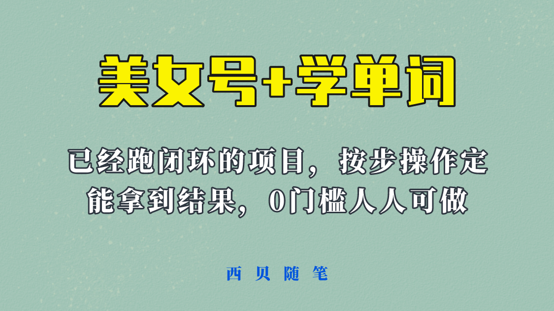 《美女号 学单词》玩法，信息差而已 课程拆开揉碎了和大家去讲 (教程 素材)-亦可网创