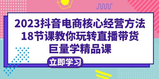 2023抖音电商核心经营方法：18节课教你玩转直播带货，巨量学精品课-亦可网创