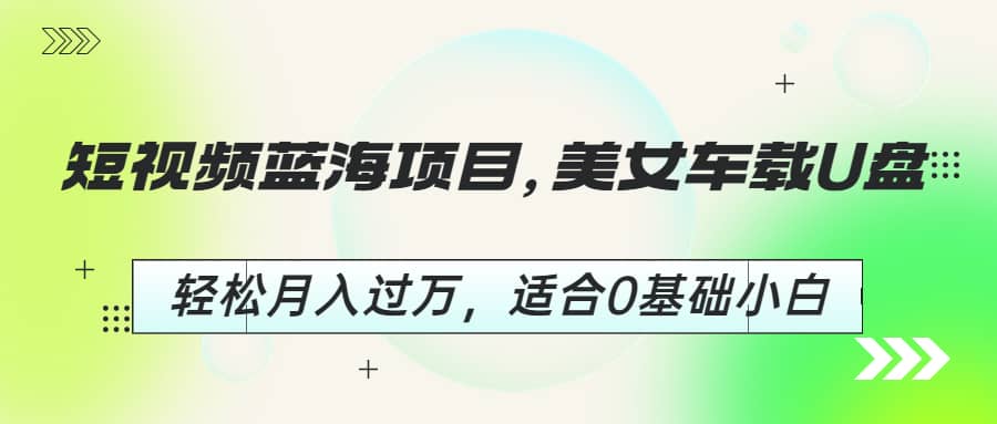短视频蓝海项目，美女车载U盘，轻松月入过万，适合0基础小白-亦可网创