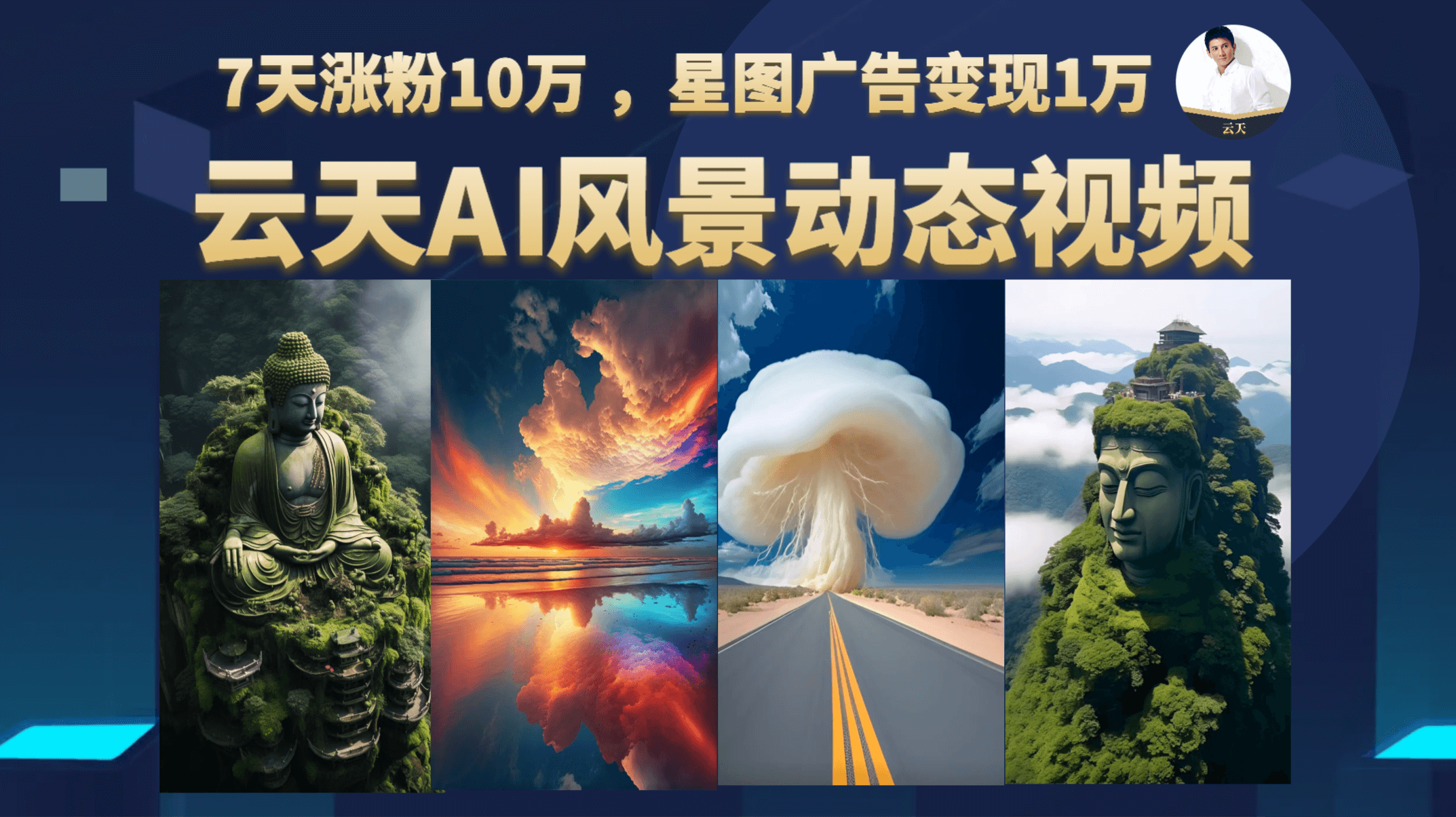 云天AI风景动图视频制作，7天涨粉10万 ，星图广告变现1万-亦可网创
