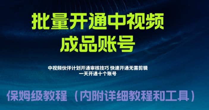 外面收费1980暴力开通中视频计划教程，附 快速通过中视频伙伴计划的办法-亦可网创