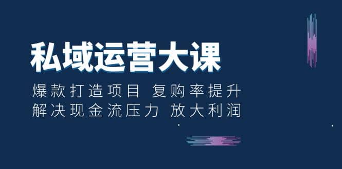 私域运营大课：爆款打造项目 复购率提升 解决现金流压力 放大利润-亦可网创