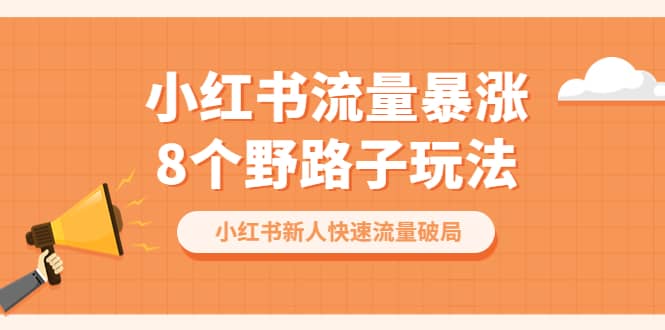 小红书流量-暴涨8个野路子玩法：小红书新人快速流量破局（8节课）-亦可网创