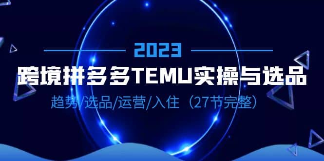 2023跨境·拼多多·TEMU实操与选品，趋势·选品·运营·入住（27节完整）-亦可网创