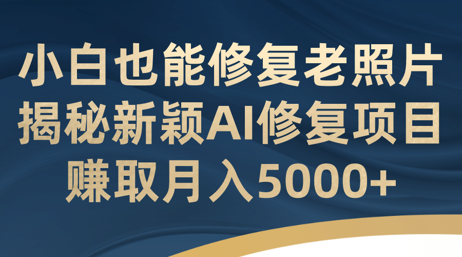 小白也能修复老照片！揭秘新颖AI修复项目，赚取月入5000-亦可网创