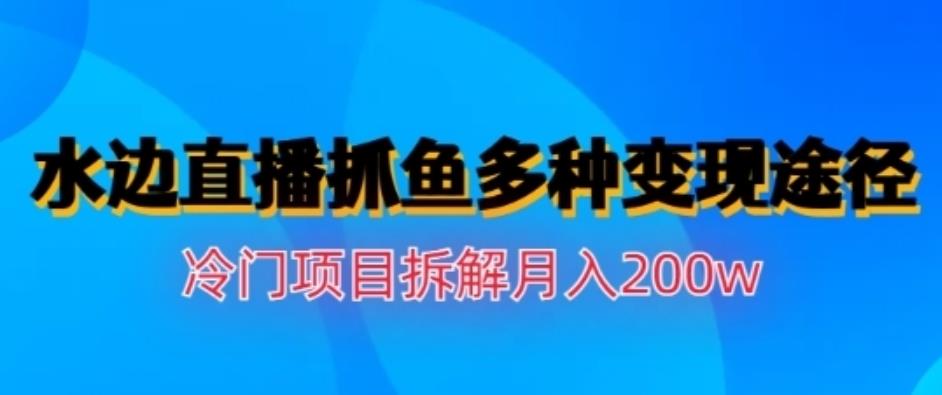 水边直播抓鱼，多种变现途径冷门项目，月入200w拆解【揭秘】-亦可网创