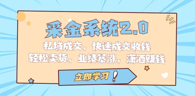 采金 系统2.0，私域成交，快速成交收钱，轻松卖货，业绩暴涨，潇洒赚钱-亦可网创