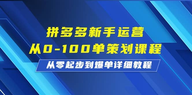 拼多多新手运营从0-100单策划课程，从零起步到爆单详细教程-亦可网创