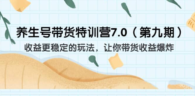 养生号带货特训营7.0（第九期）收益更稳定的玩法 让你带货收益爆炸（11节）-亦可网创