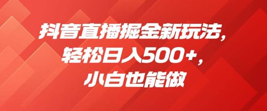 抖音直播掘金新玩法，轻松日入500 ，小白也能做【揭秘】-亦可网创
