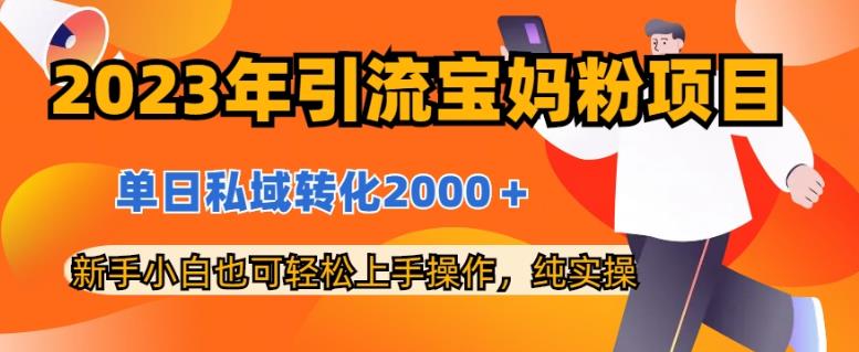2023年引流宝妈粉项目，单日私域转化2000＋，新手小白也可轻松上手操作，纯实操-亦可网创
