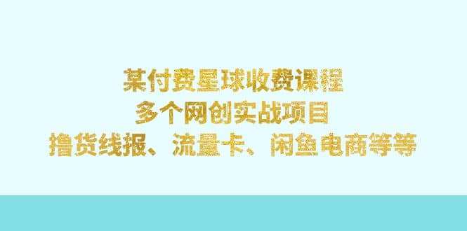 某付费星球课程：多个网创实战项目，撸货线报、流量卡、闲鱼电商等等-亦可网创