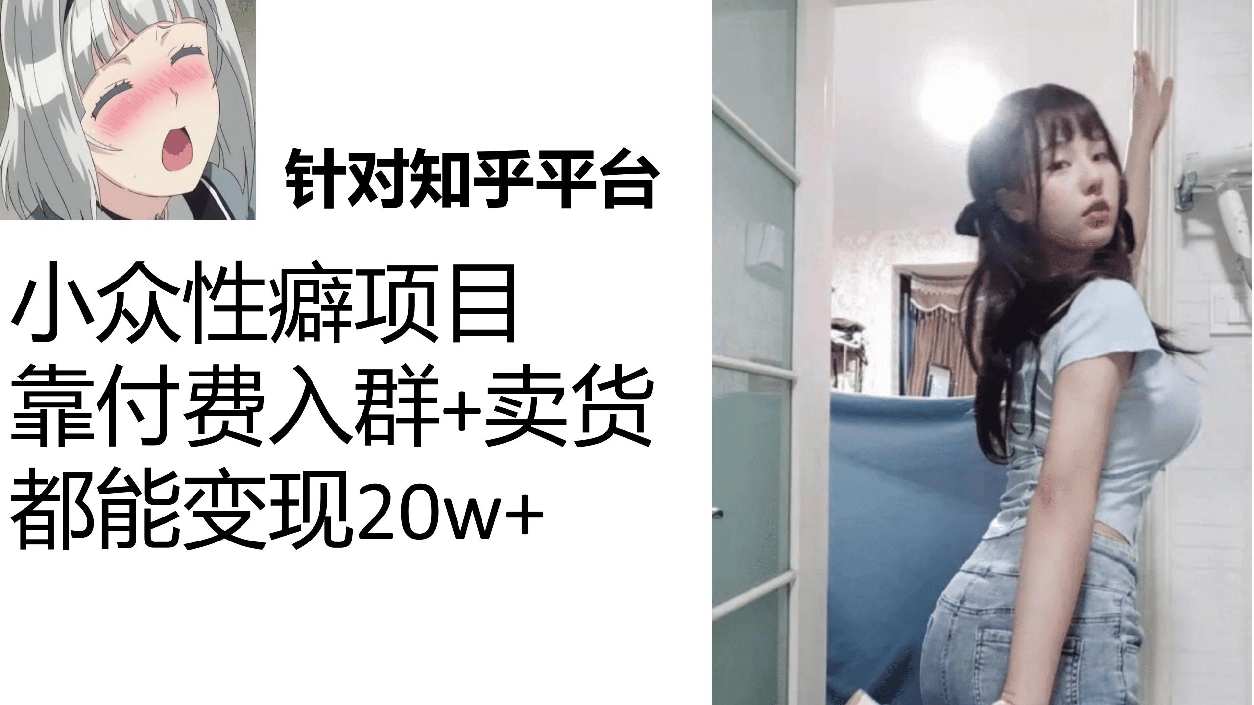 知乎小众性癖项目，Lsp的钱才是最好赚的，付费建群 卖货变现20w-亦可网创