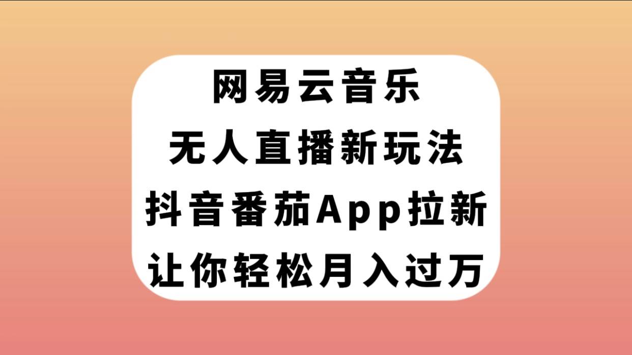 网易云音乐无人直播新玩法，抖音番茄APP拉新，让你轻松月入过万-亦可网创