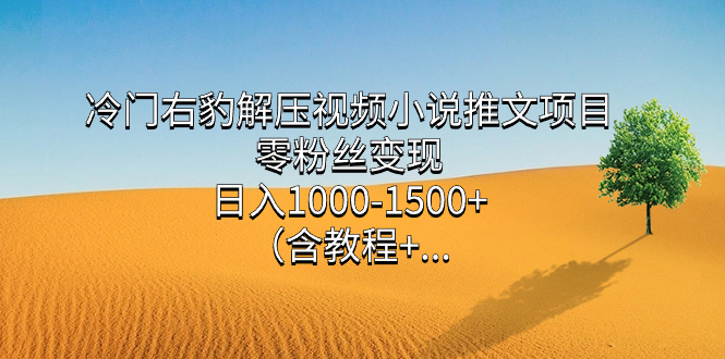 冷门右豹解压视频小说推文项目，零粉丝变现，日入1000-1500 （含教程）-亦可网创