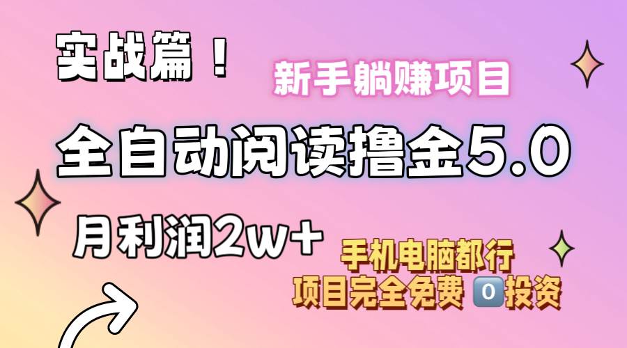 小说全自动阅读撸金5.0 操作简单 可批量操作 零门槛！小白无脑上手月入2w+-亦可网创