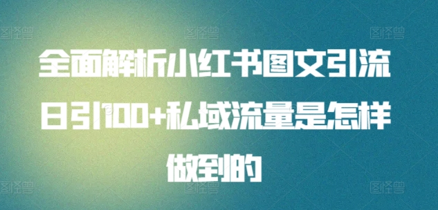 全面解析小红书图文引流日引100私域流量是怎样做到的-亦可网创