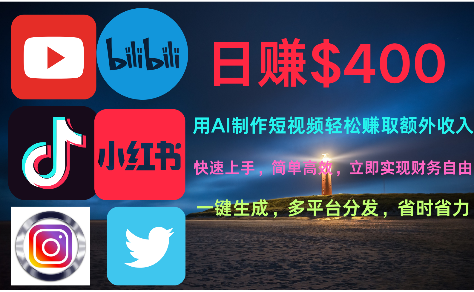 玩转全网视频平台，创造视频就能轻松赚取每天400美金-亦可网创