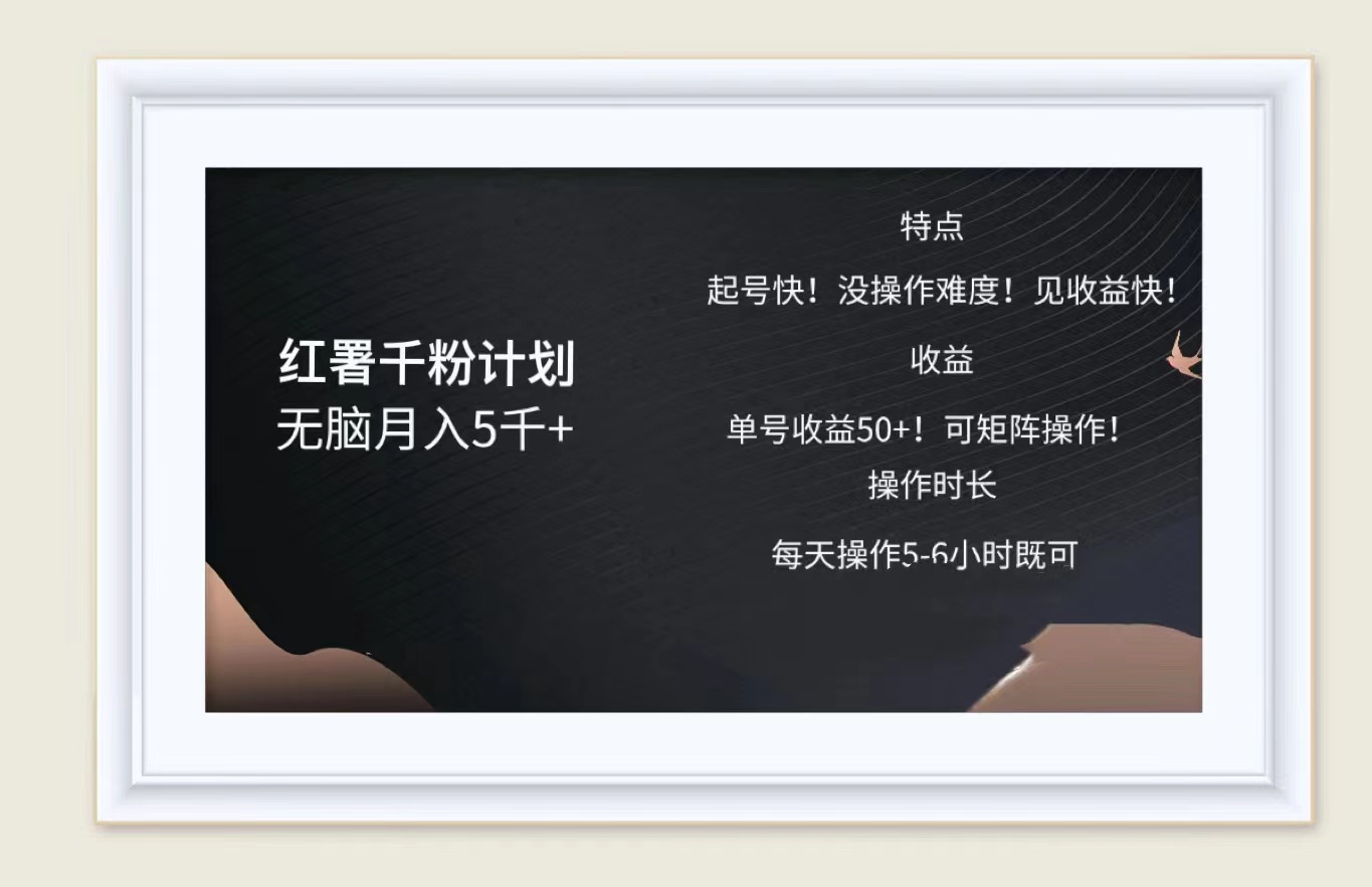 红薯千粉计划无脑月入5千➕！既做既赚！-亦可网创
