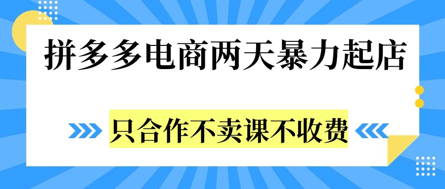 拼多多两天暴力起店，只合作不卖课不收费-亦可网创