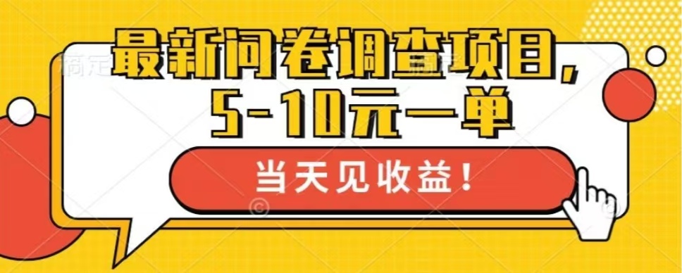 最新问卷调查项目，共12个平台，单日零撸100＋-亦可网创