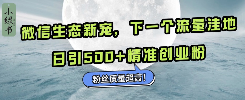 微信生态新宠小绿书：下一个流量洼地，粉丝质量超高，日引500+精准创业粉，-亦可网创