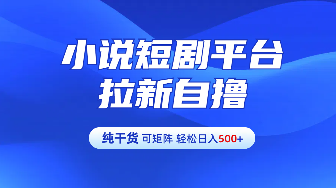【纯干货】小说短剧平台拉新自撸玩法详解-单人轻松日入500+-亦可网创