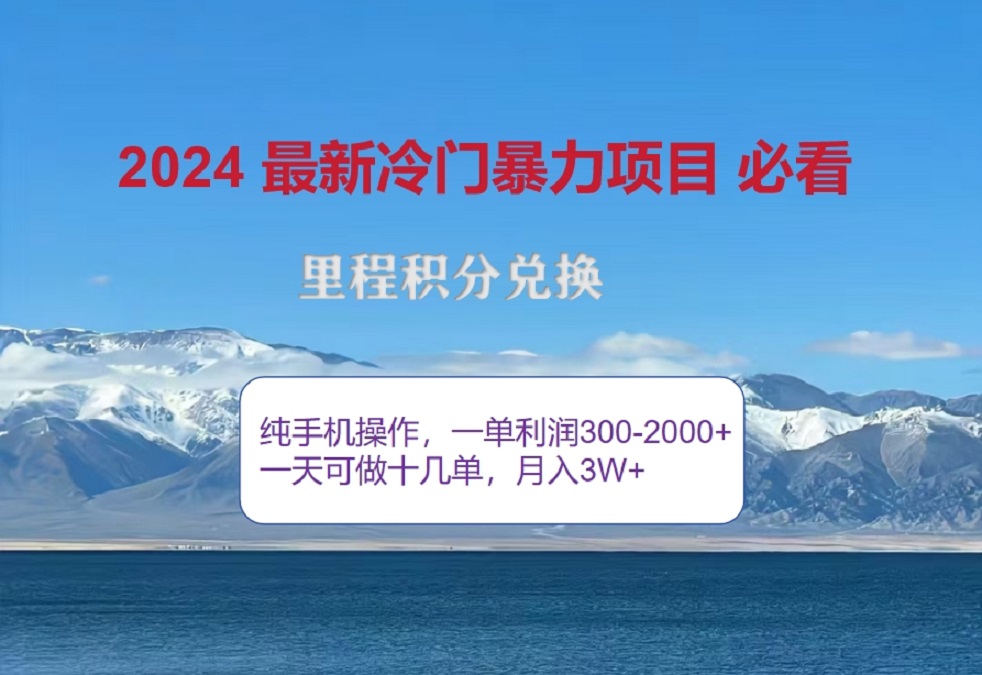 2024惊爆冷门暴利！出行高峰来袭，里程积分，高爆发期，一单300+—2000+，月入过万不是梦！-亦可网创