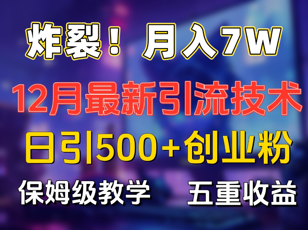 炸裂！月入7W+揭秘12月最新日引流500+精准创业粉，多重收益保姆级教学-亦可网创