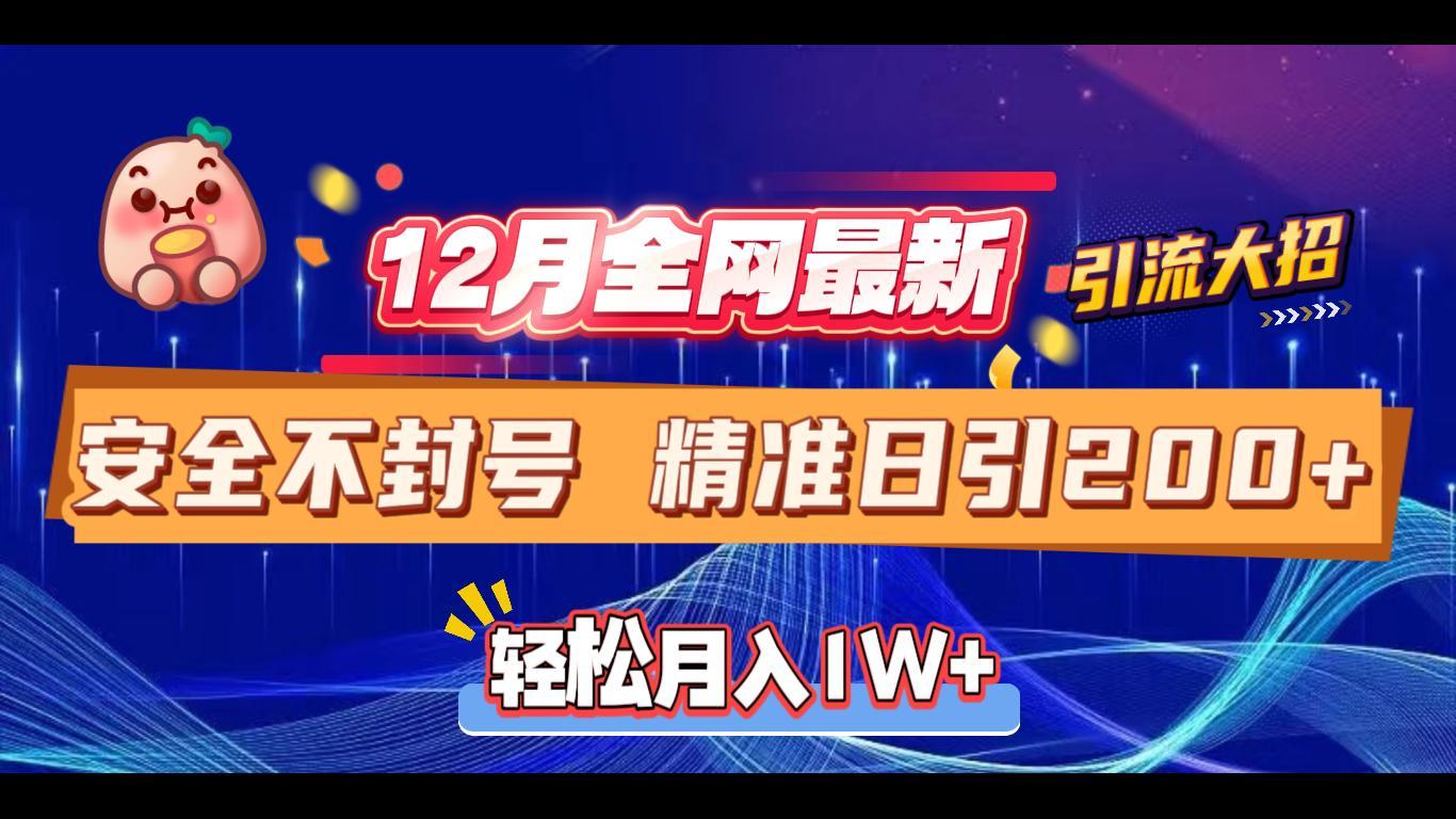 12月全网最新引流大招 安全不封号 日引精准粉200+-亦可网创