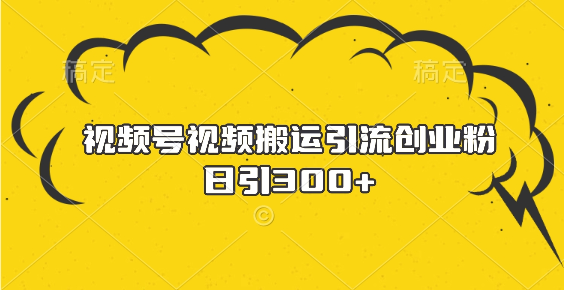 视频号视频搬运引流创业粉，日引300+-亦可网创