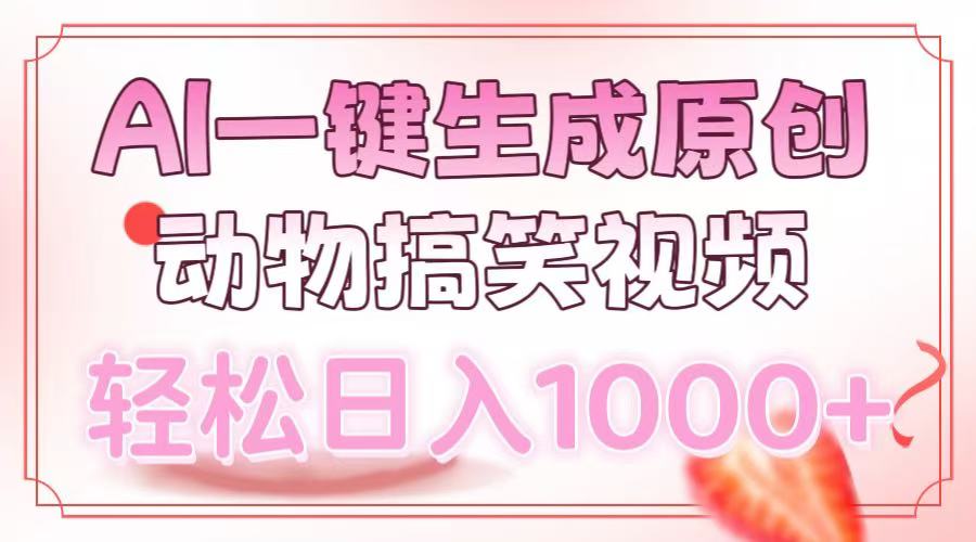 AI一键生成原创动物搞笑视频，轻松日入1000+-亦可网创