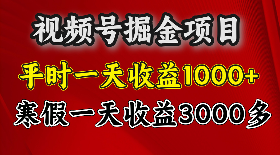 视频号掘金项目，寒假一天收益3000多-亦可网创