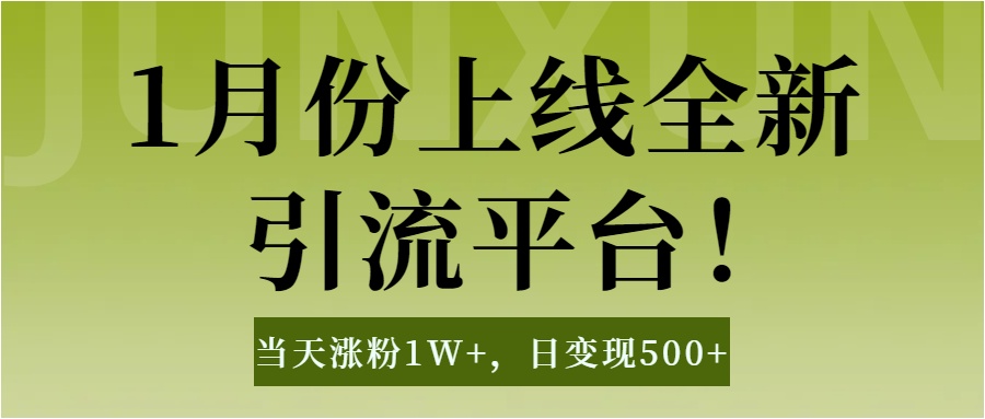 1月上线全新引流平台，当天涨粉1W+，日变现500+工具无脑涨粉，解放双手操作简单-亦可网创