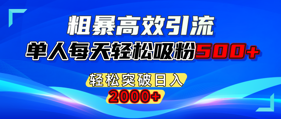 粗暴高效引流,单人每天轻松吸粉500+,轻松突破日入2000+-亦可网创