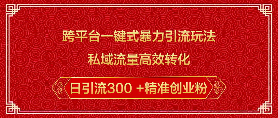 跨平台一键式暴力引流玩法，私域流量高效转化日引流300 +精准创业粉-亦可网创