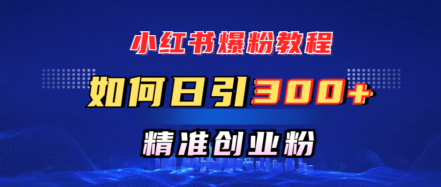 小红书爆粉教程，如何日引300+创业粉，快速实现精准变现！-亦可网创