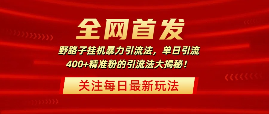 全网首发，野路子挂机暴力引流法，单日引流400+精准粉的引流法大揭秘！-亦可网创