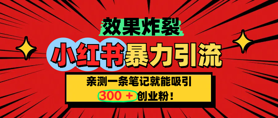 小红书炸裂玩法，亲测一条笔记就能吸引300+精准创业粉！-亦可网创