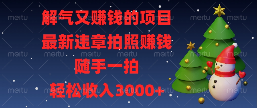 解气又赚钱的项目，最新违章拍照赚钱，随手一拍，轻松收入3000+-亦可网创