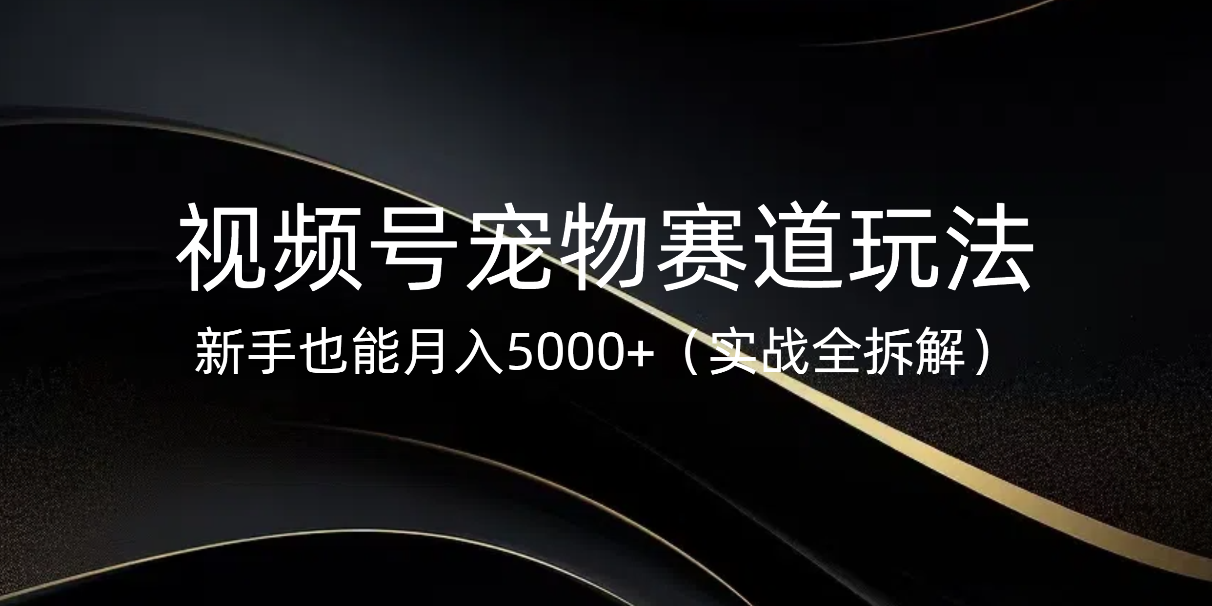 视频号宠物赛道玩法，新手也能月入5000+（实战全拆解）-亦可网创