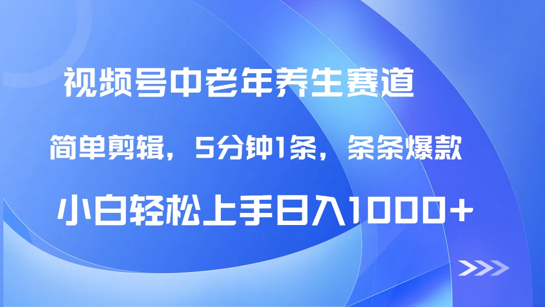 DeepSeek+既梦做视频号中老年养生赛道，条条爆款5分钟1条，轻松日入1000+-亦可网创