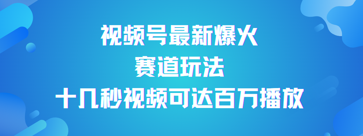 视频号最新爆火赛道玩法，流量巨大，视频制作简单，轻松月入数万-亦可网创