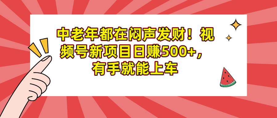中老年都在闷声发财！视频号新项目日赚500+，有手就能上车-亦可网创