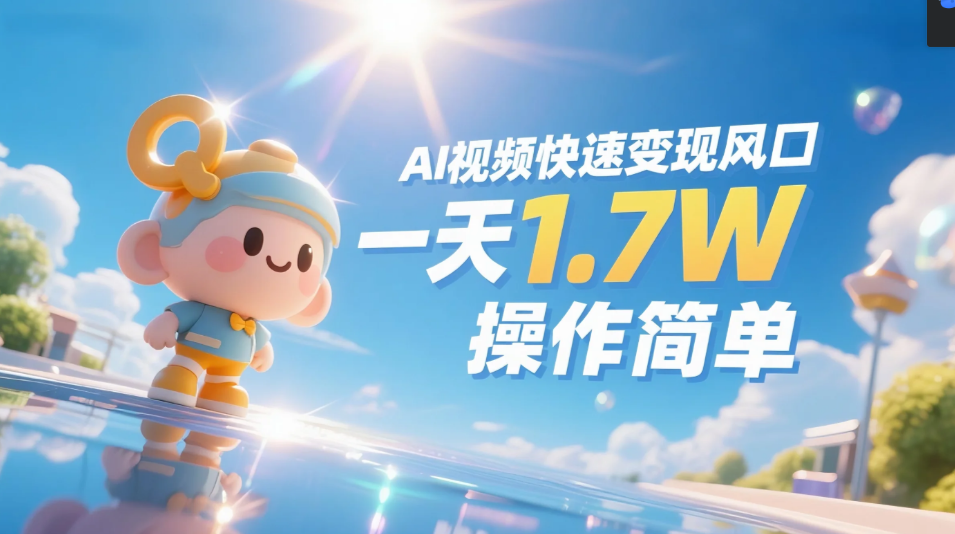 《Ai视频变现风口，一天1.7W，收入无上限，操作简单》-亦可网创