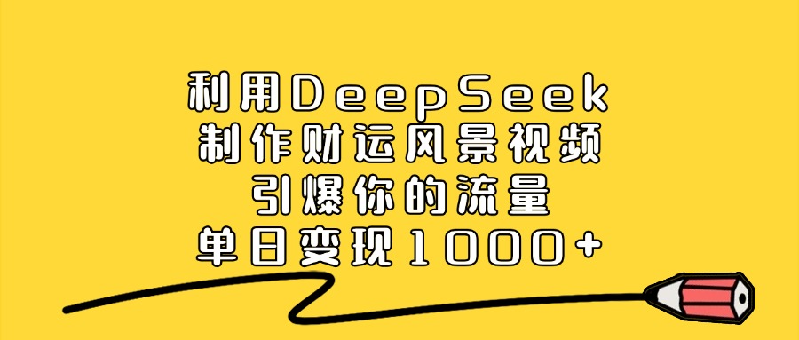 利用DeepSeek制作财运风景视频，单日变现1000+，引爆你的流量-亦可网创