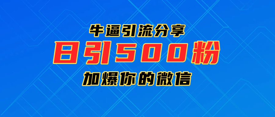 超牛逼引流分享，日引300-500粉，加爆你的微信-亦可网创