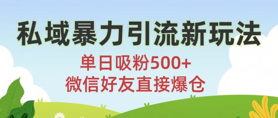 私域暴力引流新玩法!单日吸粉500+，微信好友直接爆仓-亦可网创
